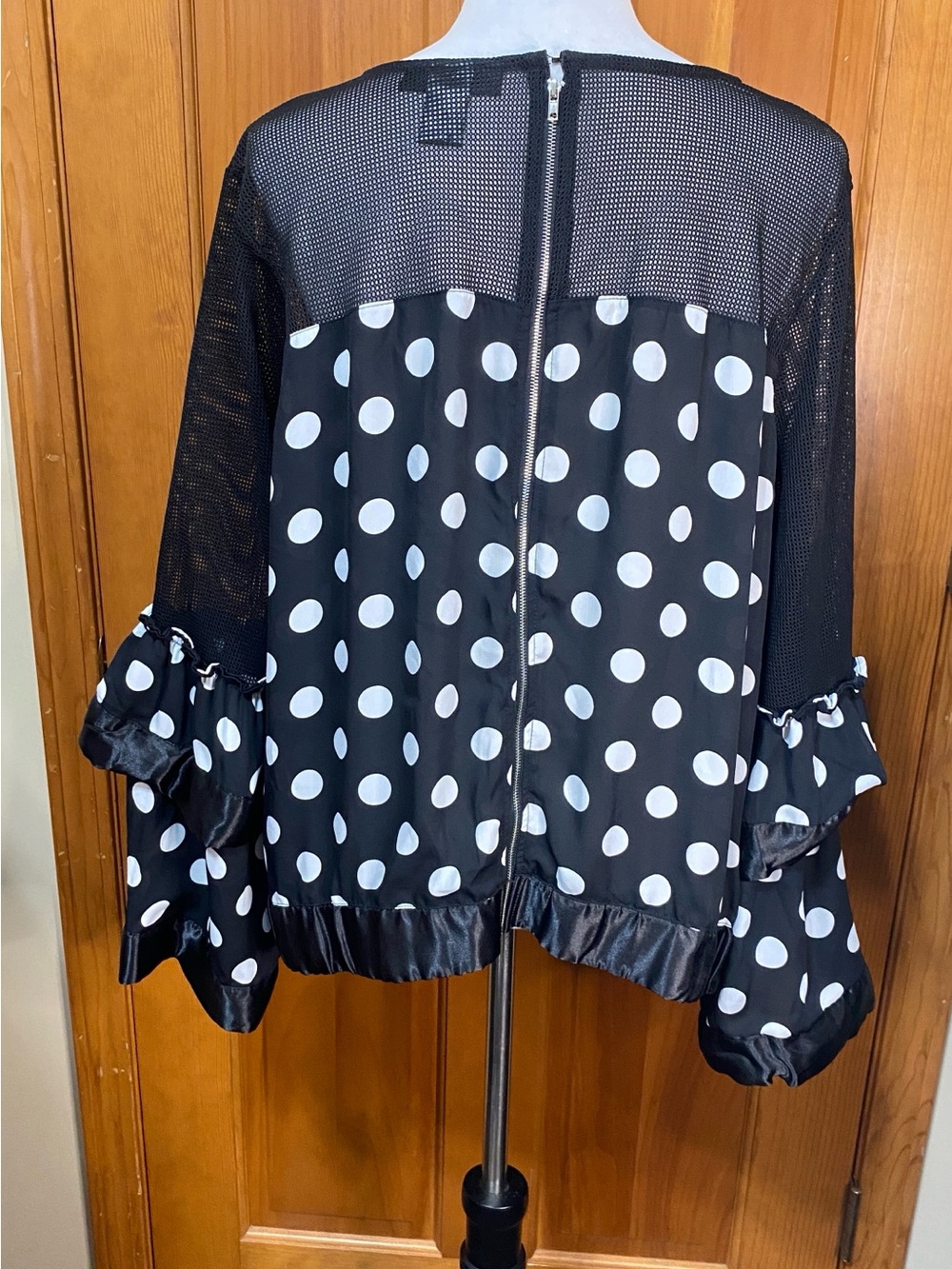 Ashley Stewart Plus Size Polka Dot Ruffle Sleeve Top - Picture 3 of 5